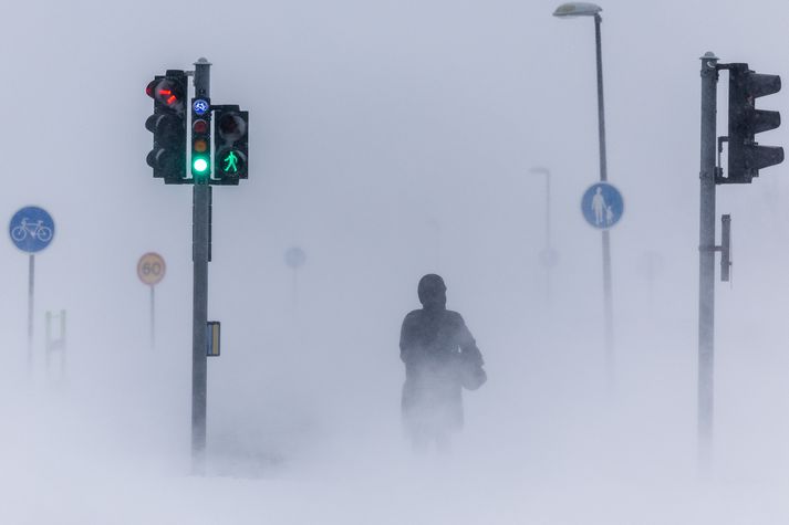 Frá óveðrinu sem gekk yfir landið í síðustu viku, eða 26. mars.