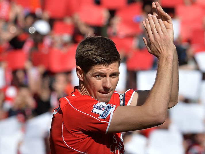Steven Gerrard sagði bless við Liverpool í maí.