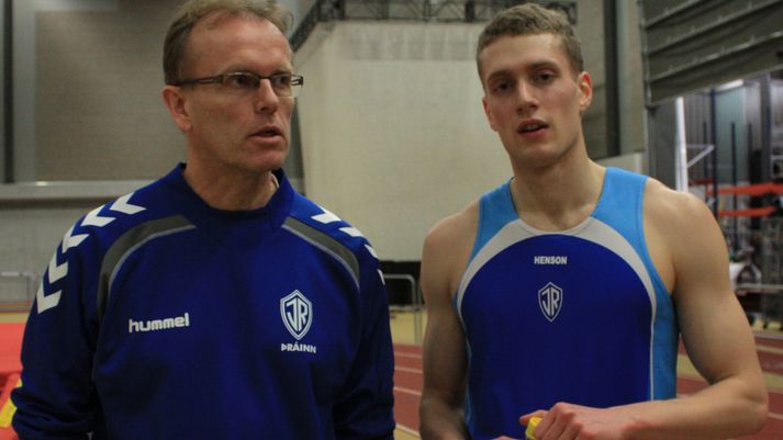 Einar Daði Lárusson og þjálfari hans Þráinn Hafsteinsson.