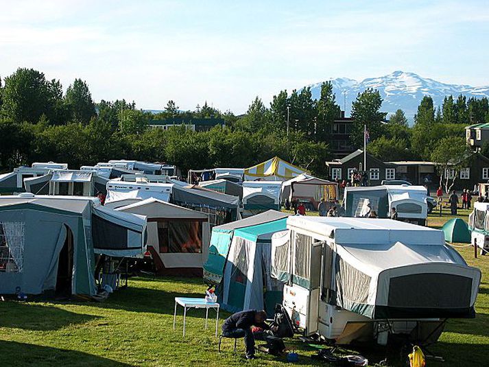 Akureyri Líkur eru á að mannmargt verði á tjaldstæðum landsins í sumar.