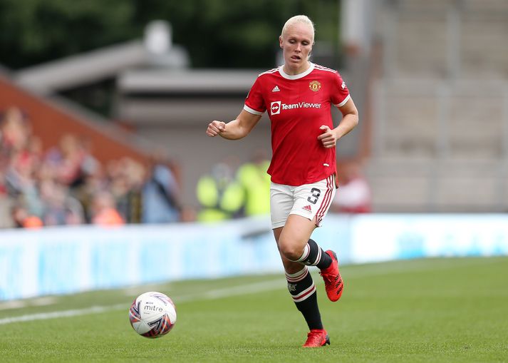 María Þórisdóttir í leik með Manchester United. 