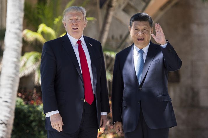 Donald Trump og Xi Jinping, forseti Kína, funduðu í apríl. Viðskipti á milli Kína og Norður-Kóreu jukust um 40 prósent á fyrsta fjórðungi ársins.