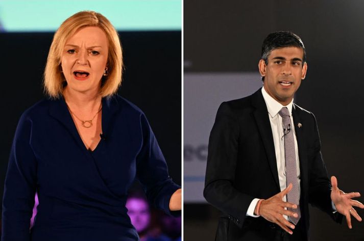 Liz Truss og Rishi Sunak berjast um forystusæti breska Íhaldsflokksins. Myndin er samsett.