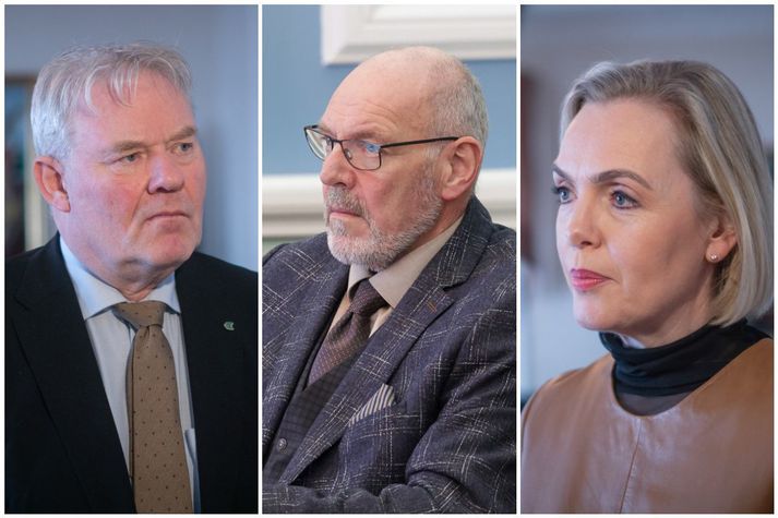 Sigurður Ingi Jóhannsson, innviðaráðherra, Ásmundur Friðriksson, þingmaður Sjálfstæðisflokksins, og Guðrún Hafsteinsdóttir, dómsmálaráðherra.