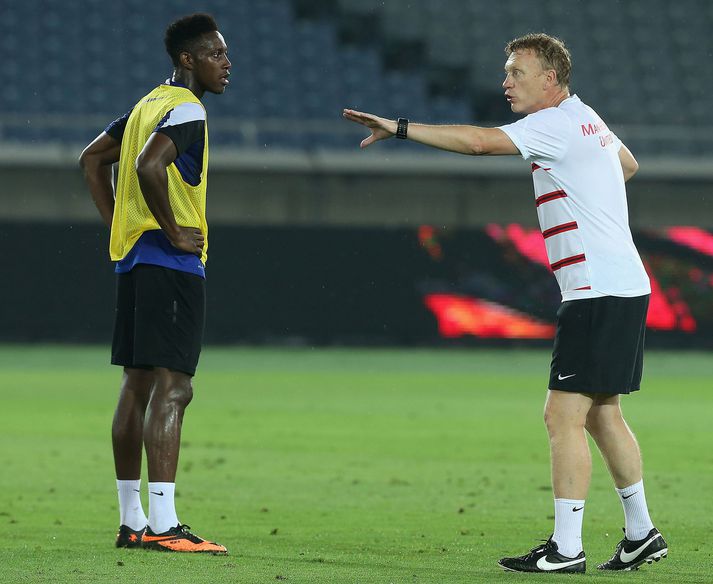 Danny Welbeck og David Moyes í æfingarferð Manchester United.
