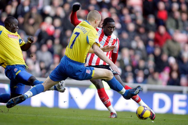 Ryan Shawcross í baráttunni í leik með Stoke.