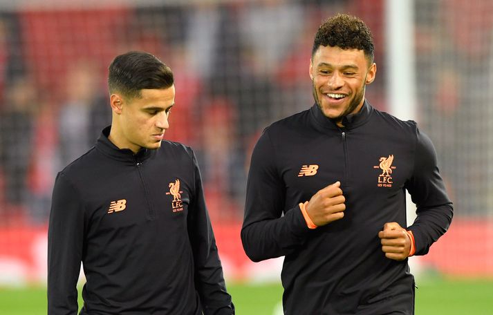 Coutinho og Oxlade-Chamberlain á æfingu hjá Liverpool.