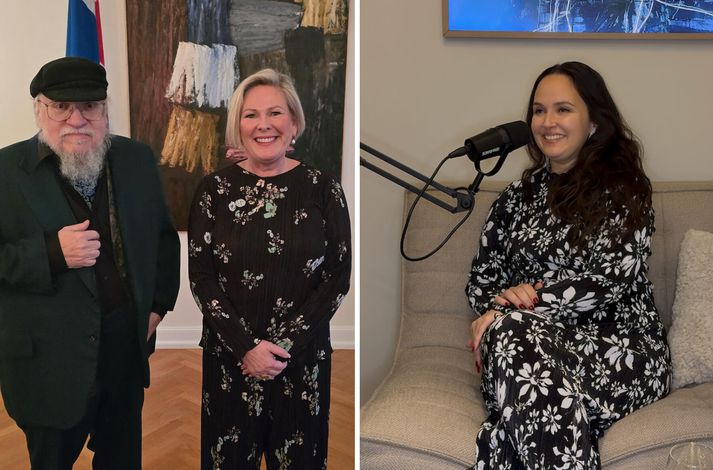 Halla Tómasdóttir hreifst af kjólum Anítu og hefur verið dugleg að klæðast þeim undanfarin misseri.