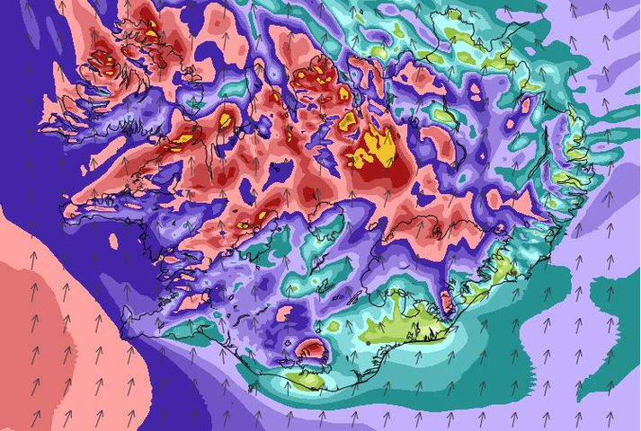 Vindaspá sem sjá má á vef Veðurstofu Íslands.