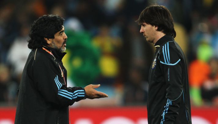 Diego Maradona og Lionel Messi.