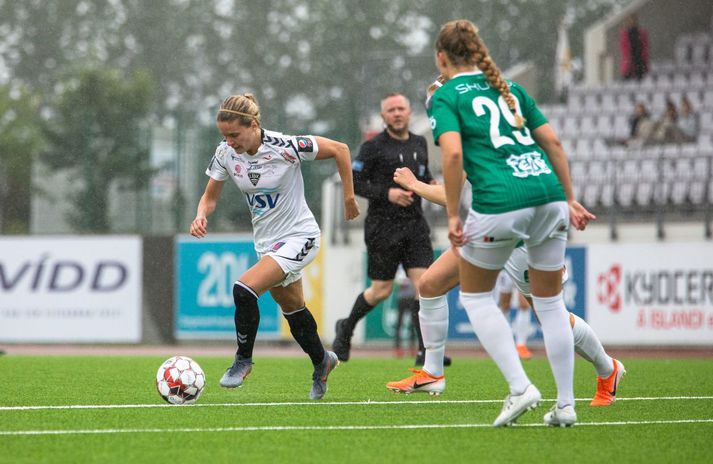 Cloe Lacasse í leik með ÍBV síðasta sumar en ívetur lék hún með Benfica.