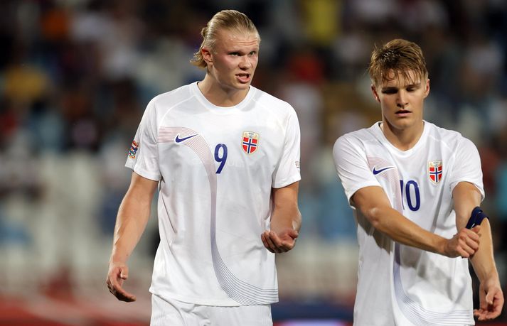 Erling Haaland og Martin Odegaard eru tvær stærstu stjörnur norska karlalandsliðsins í fótbolta.