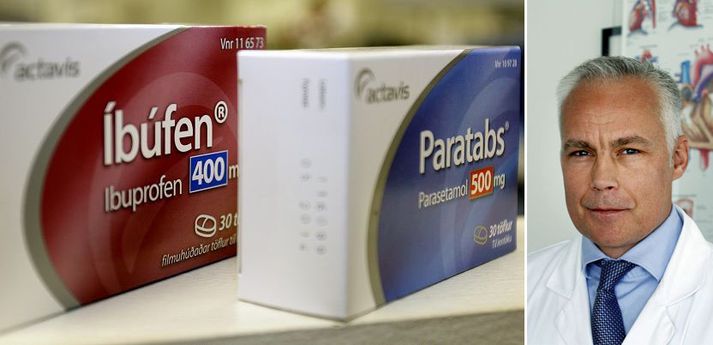 Lyfið Íbúfen virkar vel á verki og bólgur en of mikil og óvarleg neysla getur haft vondar afleiðingar. "Notið varlega,“ segir Karl Andersen, prófessor í hjartalækningum.