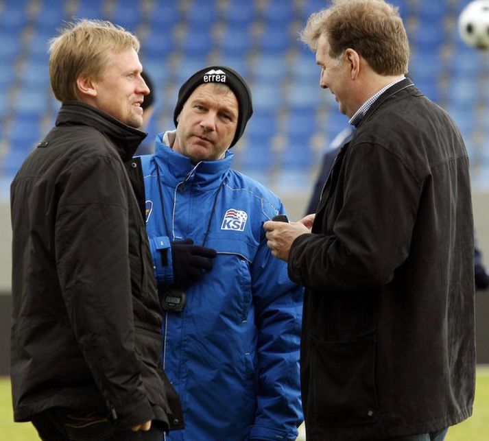 Geir Þorsteinsson, formaður KSÍ, Ólafur Jóhannesson landsliðsþjálfari og Jón Gunnlaugsson, formaður landsliðsnefndar.