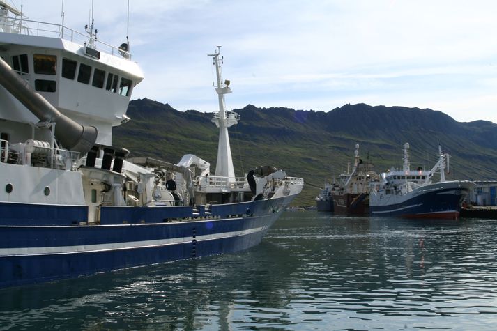 Í Neskaupstað er sífellt rennerí af skipum sem koma til að landa makríl eða lesta afurðir til útflutnings.