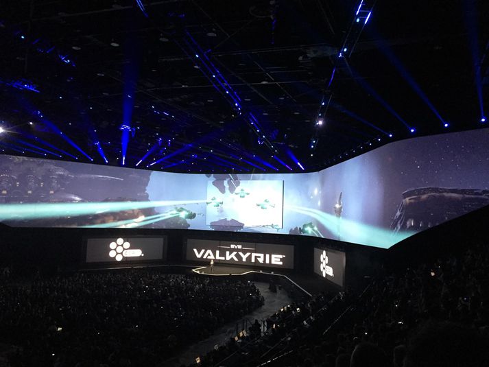 Frá kynningu Sony á E3 þar sem EVE: Valkyrie var sýndur.