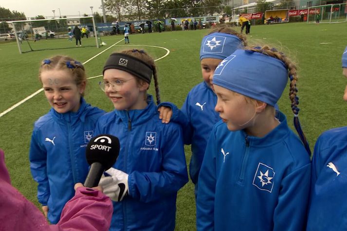 Hressar stelpur úr liði Stjörnunnar á N1 mótinu
