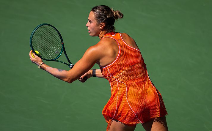 Aryna Sabalenka vann öruggan sigur í þriðju umferð þrátt fyrir marijúanalyktina.