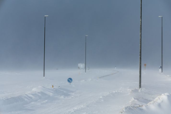 Snjó hefur kyngt niður á Norðurlandi. 