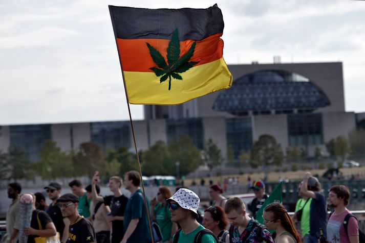 Hampgangan í Berlín 2022. Árleg kröfuganga þar sem þess er krafist að neysla kannabis verði heimiluð.