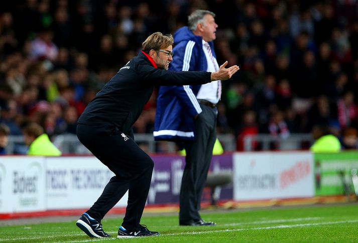 Jürgen Klopp, knattspyrnustjóri Liverpool, í leiknum á móti Sunderland.
