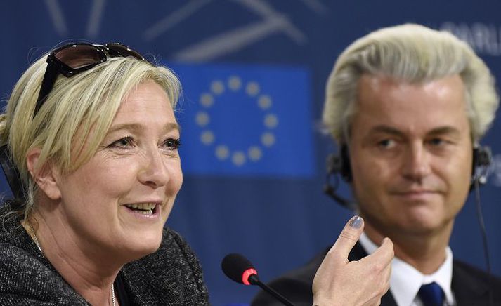 Marine Le Pen og Geert Wilders. Ekkert varð úr þinghópi hægri þjóðernissinna, þrátt fyrir gott gengi í kosningum.