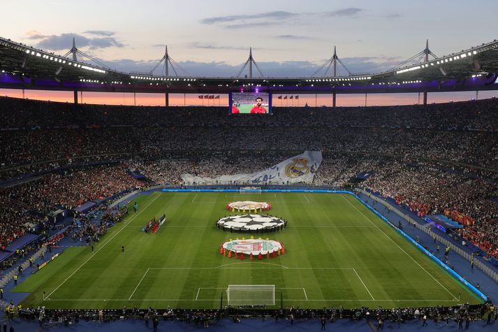 Stade de France leikvangurinn rétt áður en úrslitaleikur Real Madrid og Liverpool hófst.