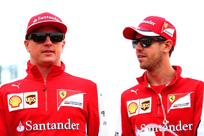 Kimi Raikkonen og Sebastian Vettel verða áfram liðsfélagar hjá Ferrari á næsta ári.