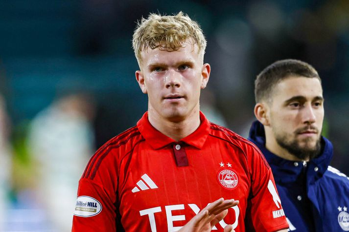 Kjartan Már eftir leikinn gegn Celtic í dag. Þrátt fyrir tap er um frábæra frumraun að ræða hjá Íslendingnum knáa