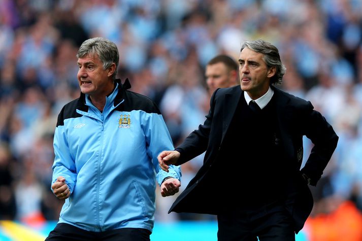 Mancini var spenntur á hliðarlínunni í dag.