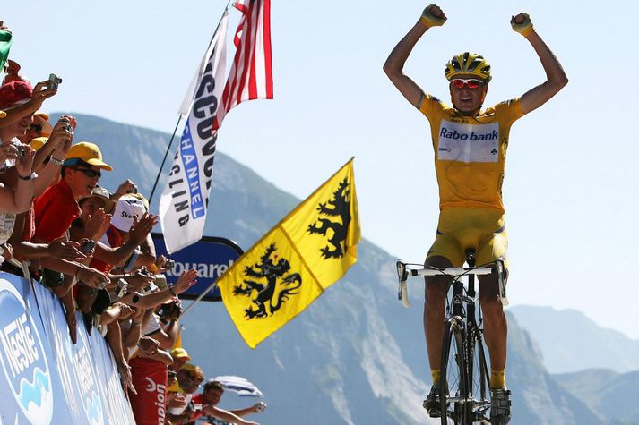 Michael Rasmussen í gulu treyjunni í Tour de France árið 1997. Hann flytur athyglisverðlan fyrirlestur á ráðstefnu um lyfjamál.