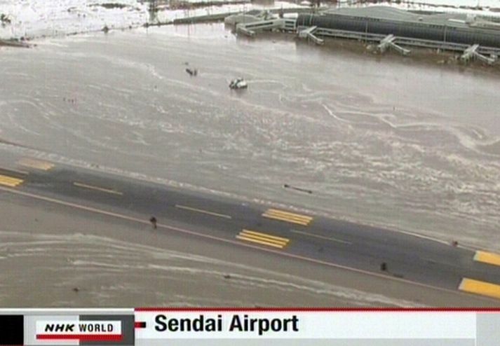 Flugvöllurinn í Sendai í Japan