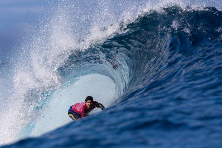 Það voru margar flottar myndir teknar af Gabriel Medina í brimbrettakeppninni.