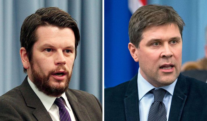 Guðmundur Steingrímsson formaður Bjartrar framtíðar og Bjarni Benediktsson fjármálaráðherra.