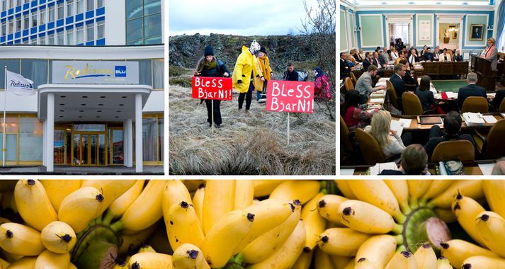 Hópurinn beinar aðgerðir stóð fyrir mótmælum fyrir utan Hótel Sögu í gær þar sem árleg þingveisla Alþingis var haldin.