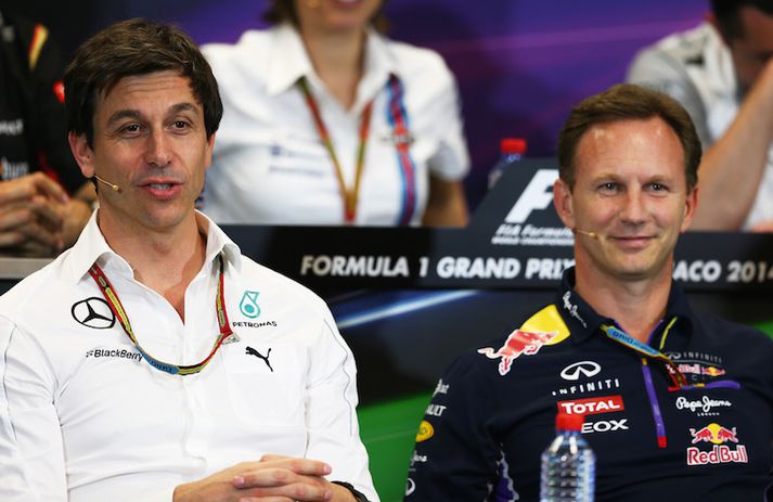 Toto Wolff, keppnisstjóri Mercedes og Christian Horner.