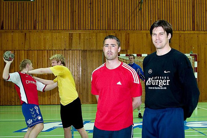 Sævar Árnason og Rúnar Sigtryggsson, þjálfarar Akureyri handboltafélag, AH.