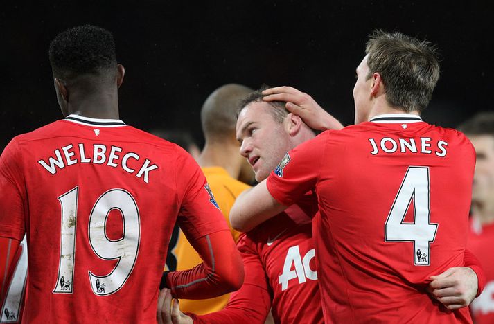 Wayne Rooney og félagar fagna í dag.