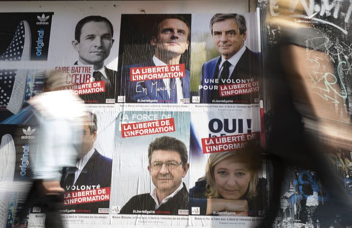 Hamon, Macron, Fillon, Melenchot og Le Pen bera höfuð og herðar yfir aðra frambjóðendur.