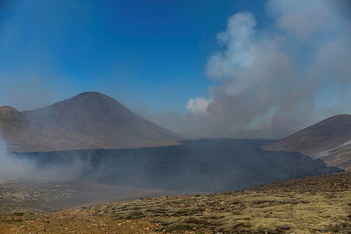 Mikill mosi hefur brunnið síðan eldgos hófst á Reykjanesi í síðustu viku.