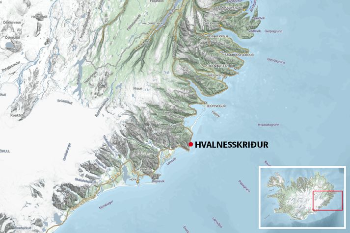 Hvalsnesskriður er um hálfa leið frá Höfn í Hornafirði til Djúpavogs.