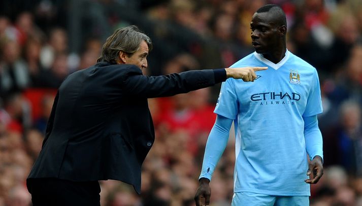 Roberto Mancini og Mario Balotelli.