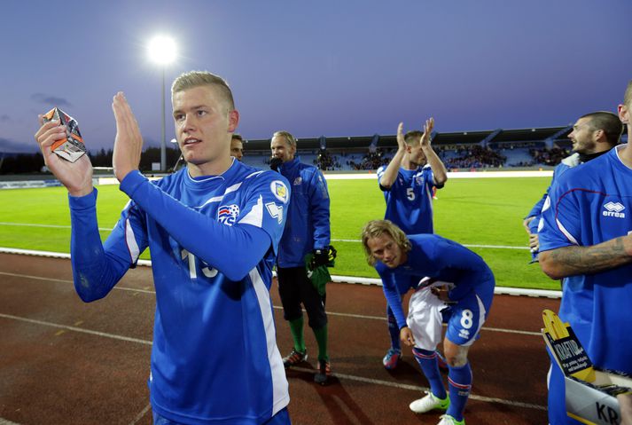 Alfreð kátur eftir leik.