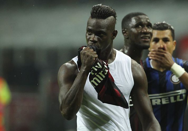 Mario Balotelli eftir leik með AC Milan.