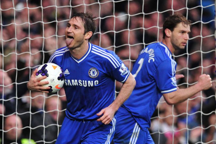 Frank Lampard fagnar í dag.