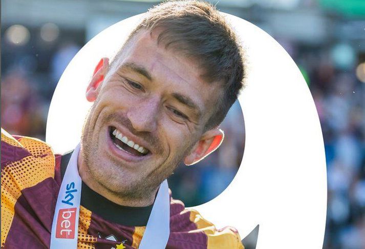 Andy Cook náði loksins markmiði sínu með Bardford City og var líka kátur með það.