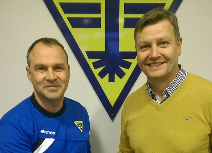Gunnar og Hilmar Sigurðsson, formaður knattspyrnudeildar Gróttu.