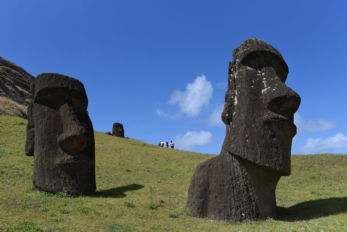 Moai stytturnar eru sagðar helgar. Ein þeirra varð nýlega fyrir barðinu á pallbíl.