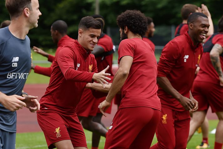 Philippe Coutinho á æfingu með Liverpool.