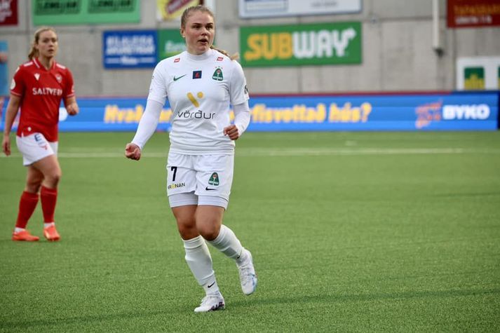 Agla María í leik við Val í fyrra.